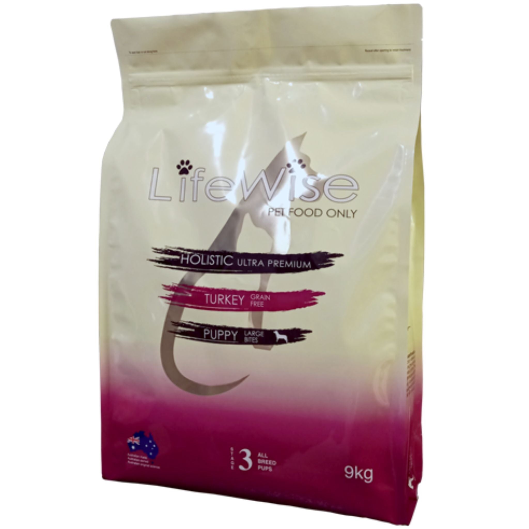 Lifewise Dry Puppy Food Stage 3 Turkey Large Bites 9kg | PeekAPaw Pet Supplies