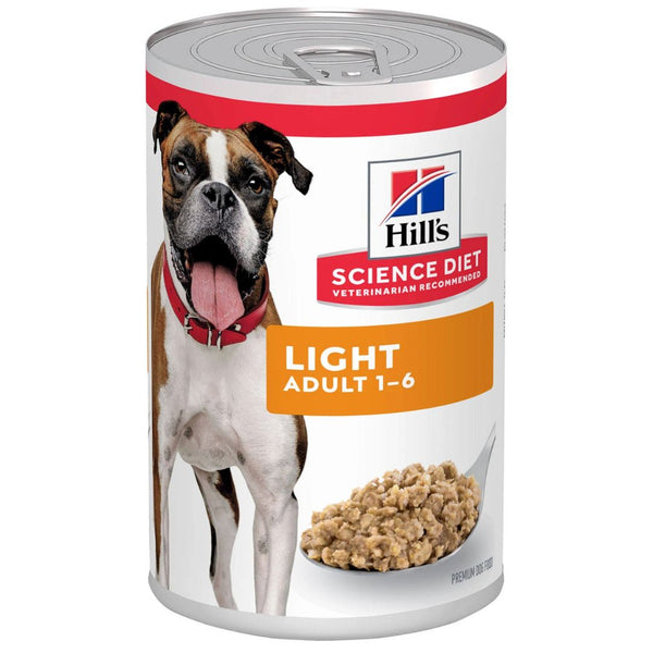 Hill's Science Diet Canned Dog Food Adult Light - 370g x 12 | PeekAPaw Pet Supplies