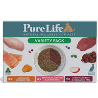 Pure Life wet cat food Variety Pack carton front, 4 each of three pate recipes