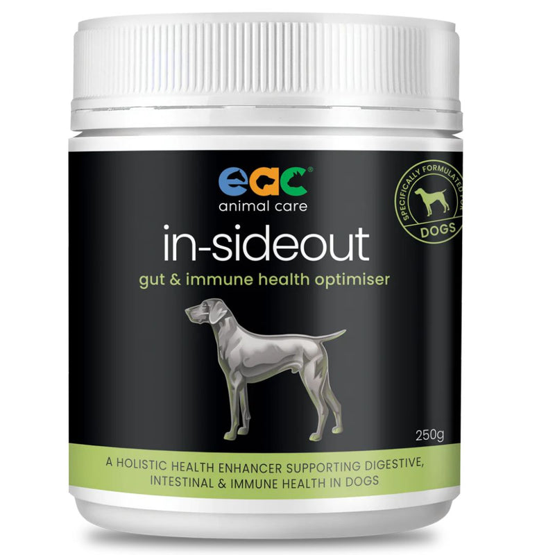 EAC Animal Care in-Sideout Dog formula - Pre & Probiotic Natural Nutraceutical Supplement for Dogs - 250g | PeekAPaw Pet Supplies