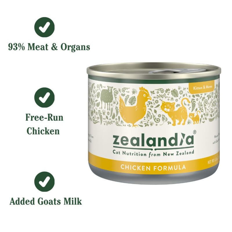 ZEALANDIA Premium Wet Cat Food Chicken for Kitten & Mama 185g x 24