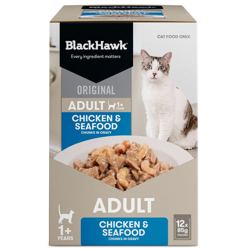 Black Hawk original Adult Wet Cat Food Chicken & Seafood | PeekAPaw Pet Supplies