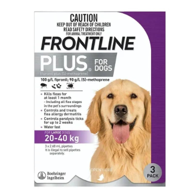 Frontline Plus for Dogs - 3 Pack (20-40kg) | PeekAPaw Pet Supplies