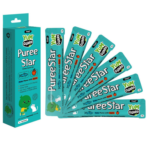 YumGuard Puree Star for Dog & Cat Hake with Apple - 14g x 6 | PeekAPaw Pet Supplies