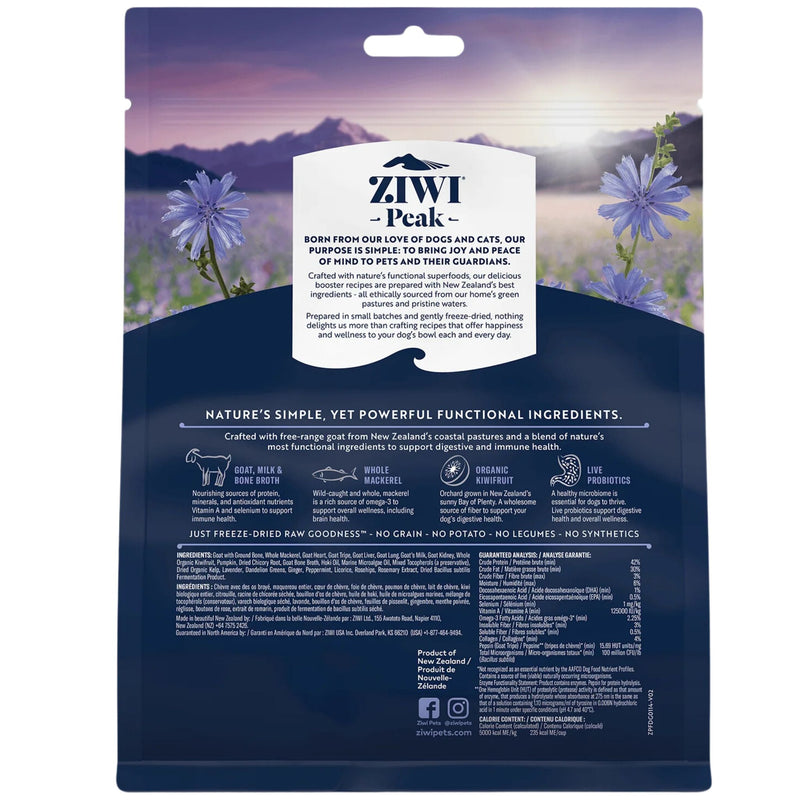 ZIWI Peak Freeze Dried Dog Boosters Gut & Immune Support - Goat | PeekAPaw Pet Supplies
