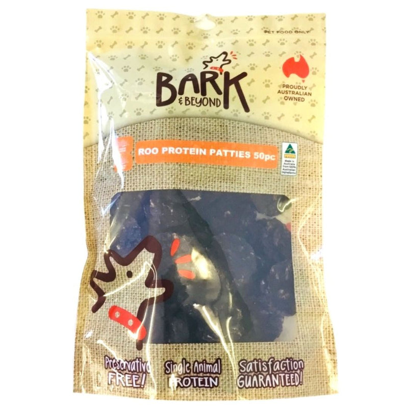 Bark & Beyond Roo Protein Patties - 50pc | PeekAPaw Pet Supplies