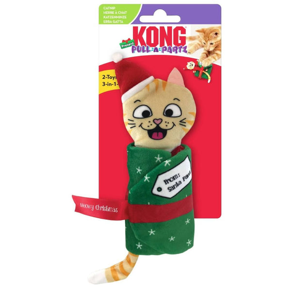 KONG Cat Toys Holiday Pull-A-Partz Present | PeekAPaw Pet Supplies