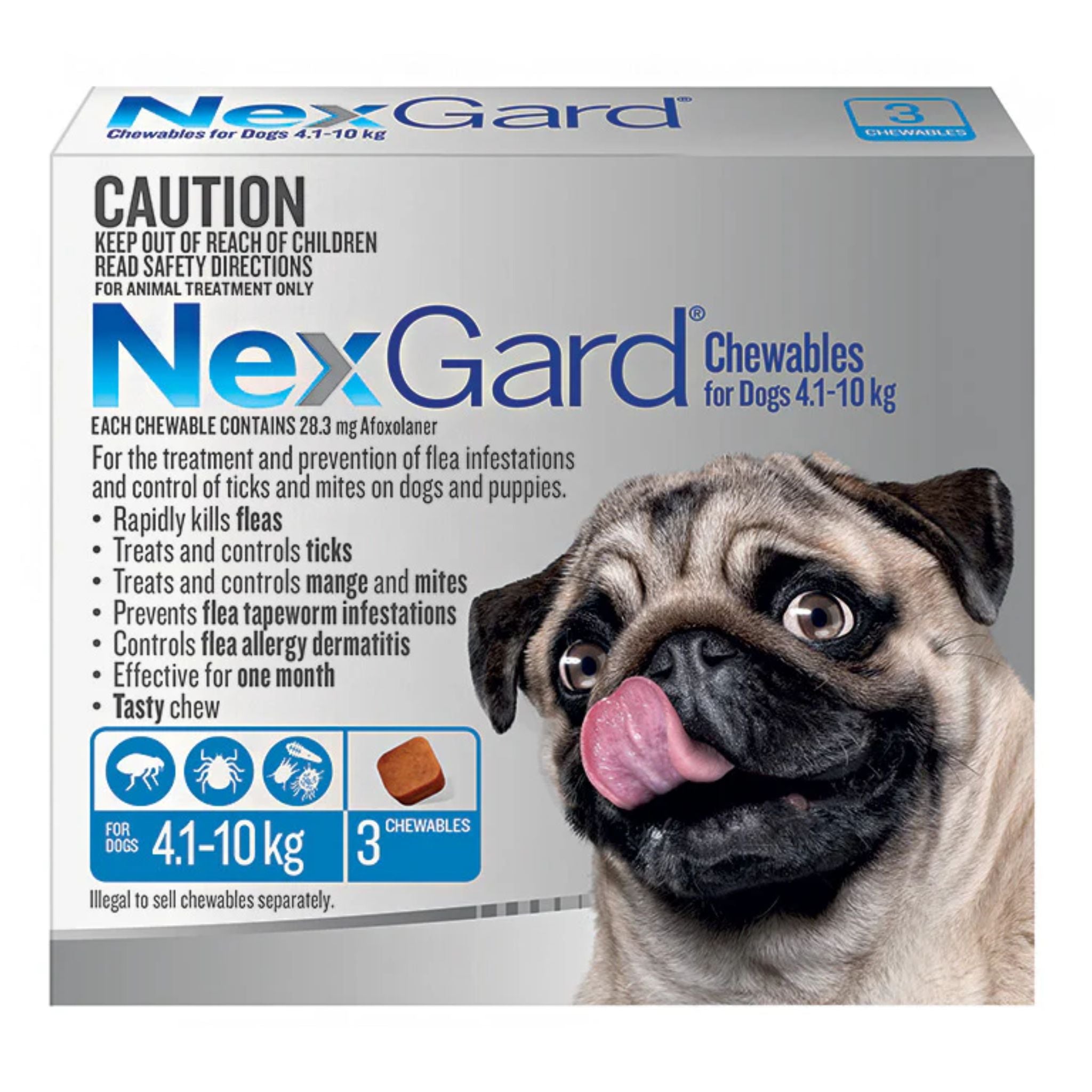 NexGard Chewables For Small Dogs 4.1-10kg Blue
