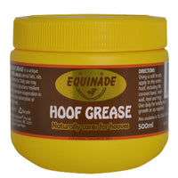 Equinade Hoof Grease in a yellow tub with the brown Equinade hoof grease label