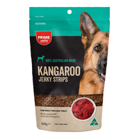 Prime100 SPT Dog Treats Kangaroo Jerky Strips front of pack