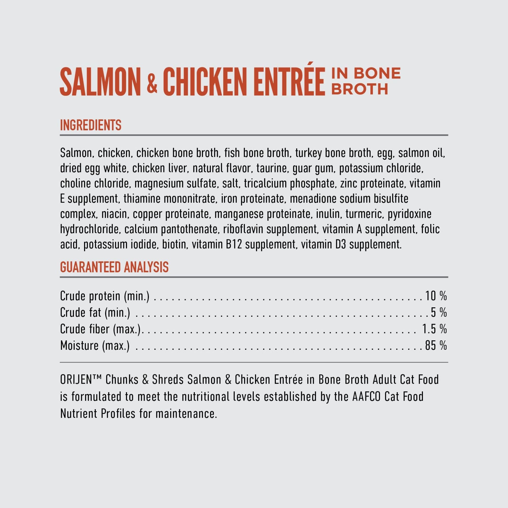 Orijen Wet Cat Food Chunks & Shreds Salmon and Chicken Entree