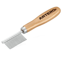 Artero Nature Collection mini face and eye comb with a wooden ARTERO handle and short fine-toothed head