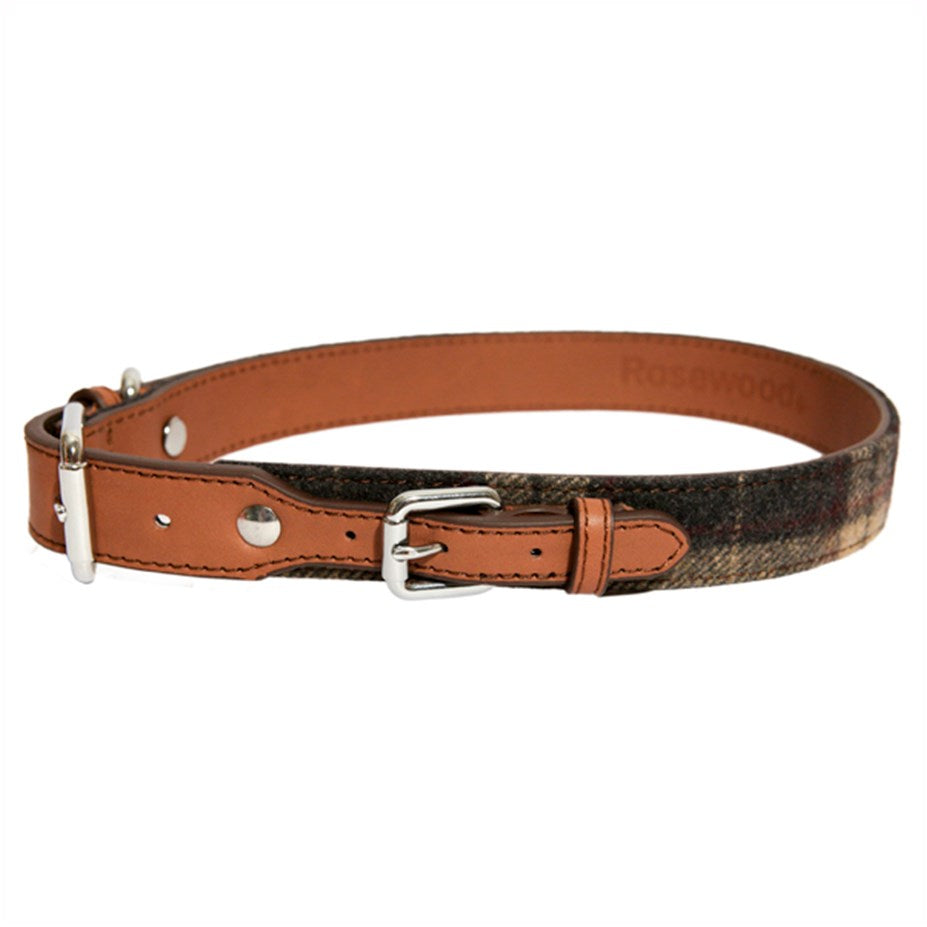 Rosewood Tweed Check Dog Collar