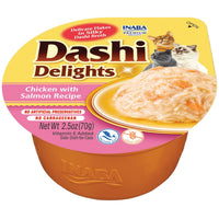 Inaba Dashi Delights Chicken with Salmon Recipe, a single 70g cup of flakes in dashi broth