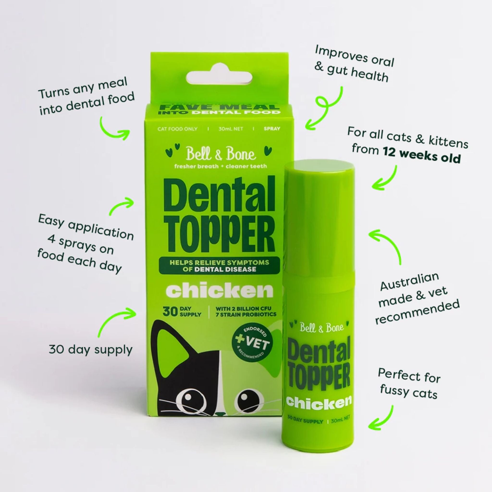Bell and Bone Cat Dental Topper - Chicken