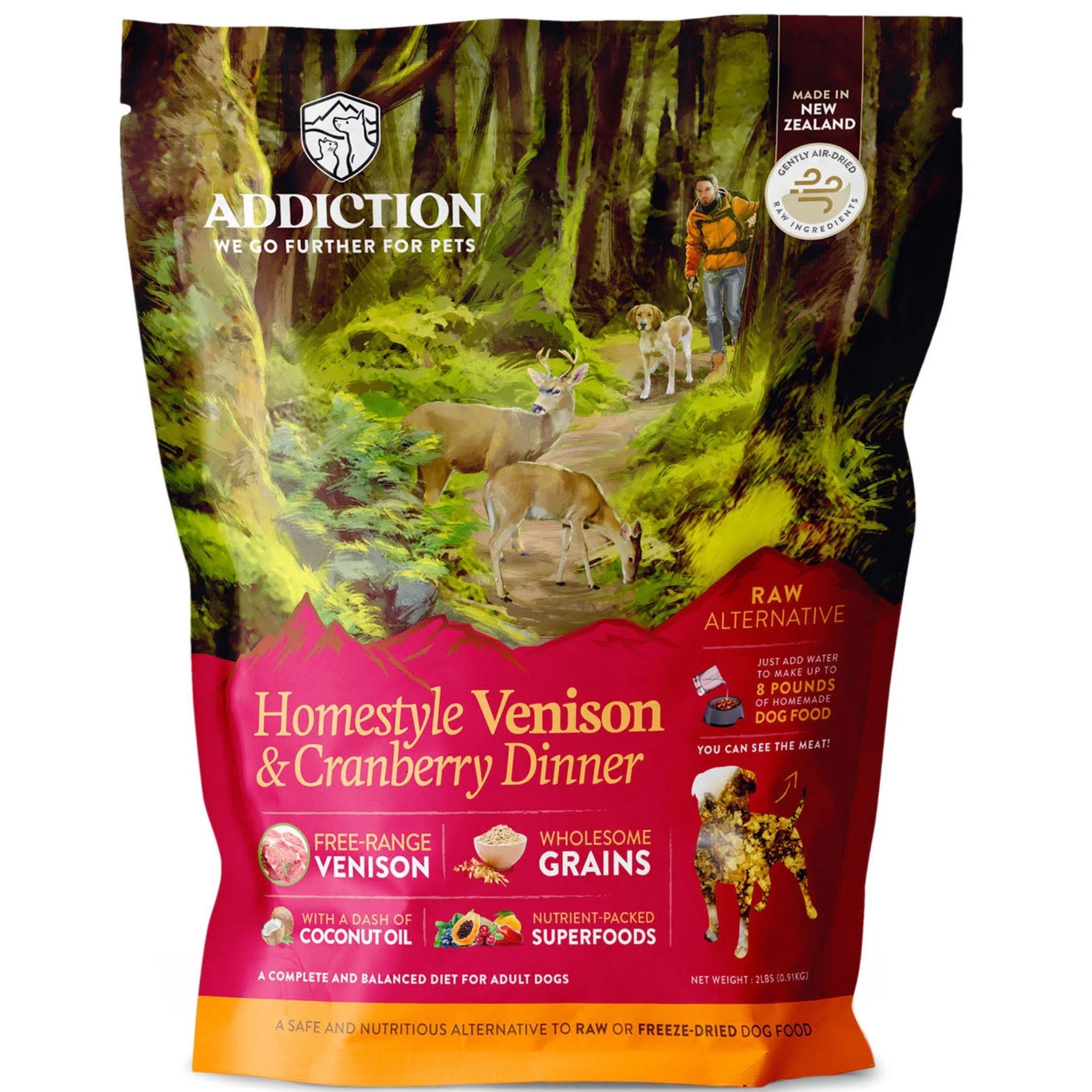 ADDICTION Homestyle Venison & Cranberry Dinner Raw Alternative Dog Food