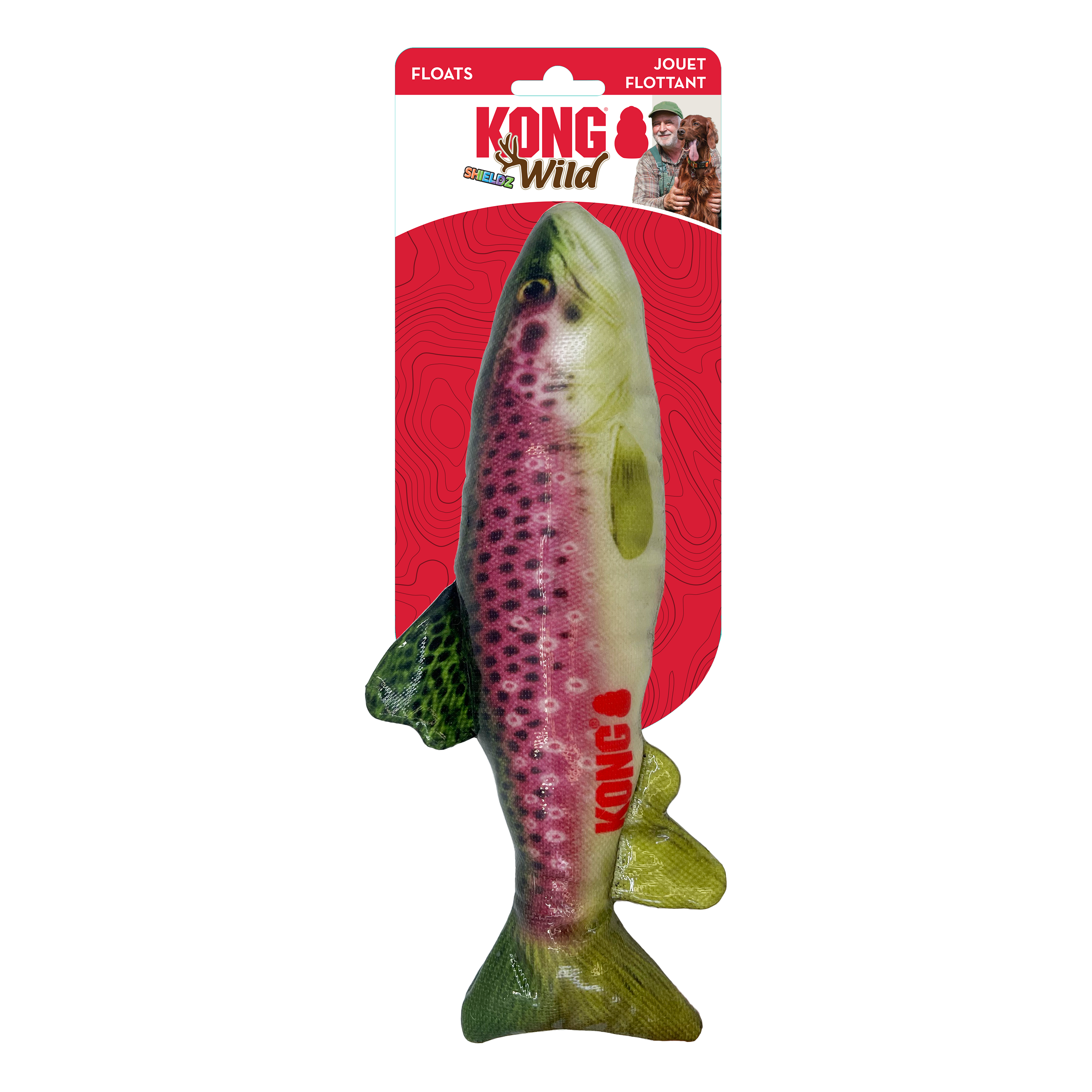 KONG Dog Toys Wild Shieldz Trout shown in its retail packaging