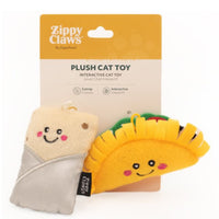 Zippy Paws ZippyClaws NomNomz taco and burrito cat toys in their retail pack