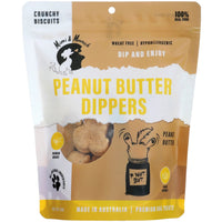 Mimi & Munch Peanut Butter Dippers crunchy dog biscuits, front of the pouch