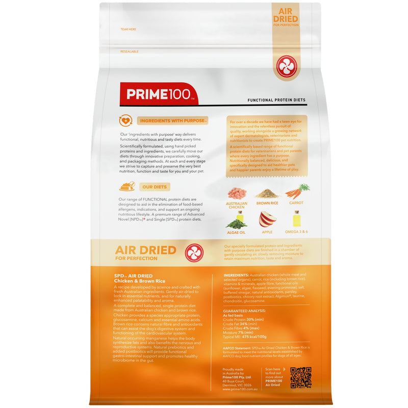 Prime100 SPD Air Dry Dog Food for Adult Chicken & Brown Rice