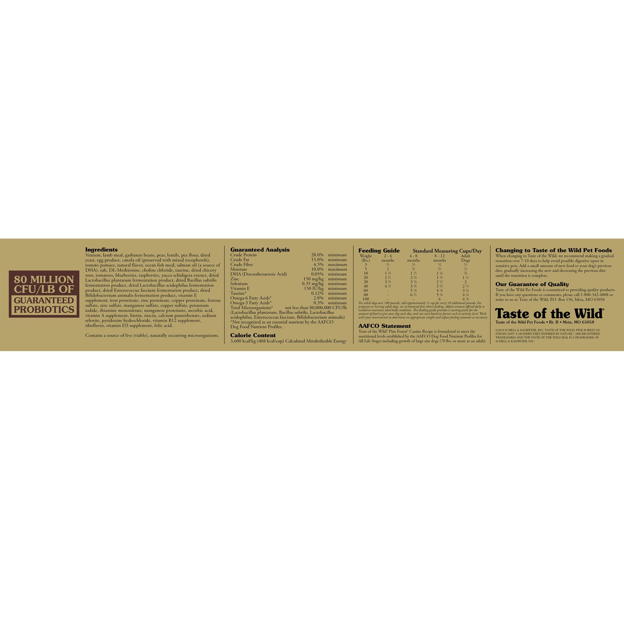Taste of the Wild Pine Forest Dry Dog Food info