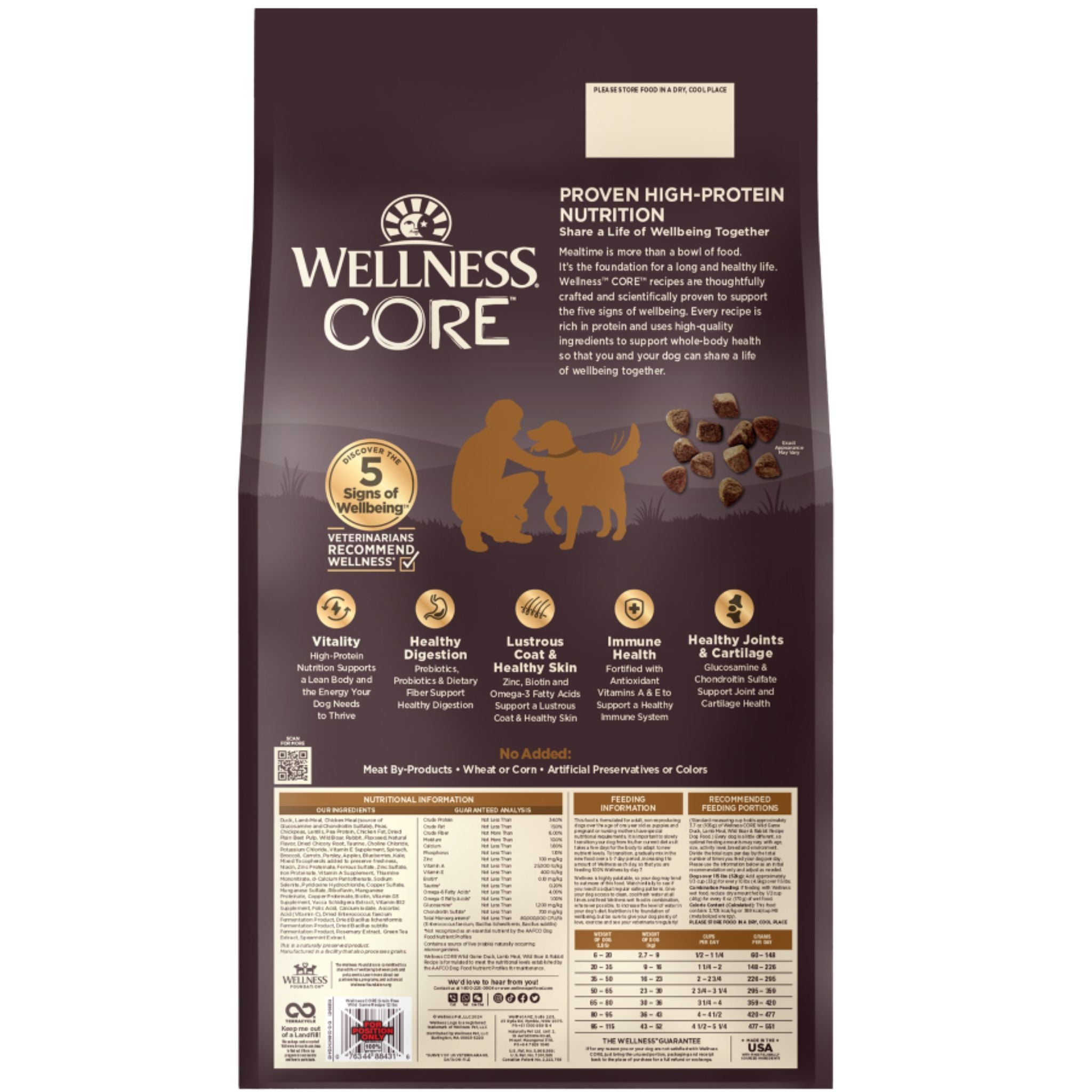 Wellness Core Dry Dog Food Grain Free Wild Game: Duck, Lamb, Wild Boar & Rabbit
