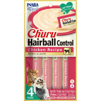 Inaba Churu Hairball Control Chicken Recipe cat treats, front of the 4-tube pack