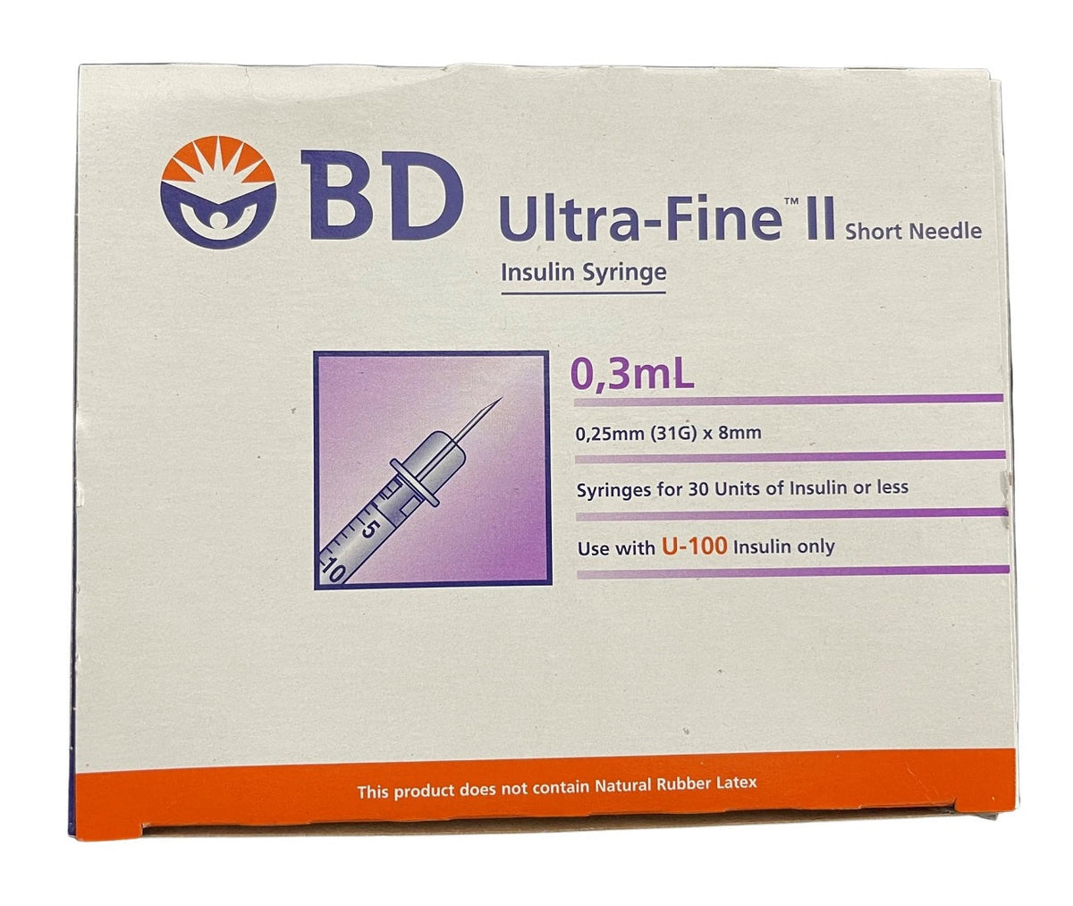 BD Ultra-Fine 0.3mL insulin syringe 31G x 8mm box of 100 (328822)