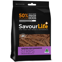 SavourLife Australian Kangaroo Strips 165g pouch, angled front view