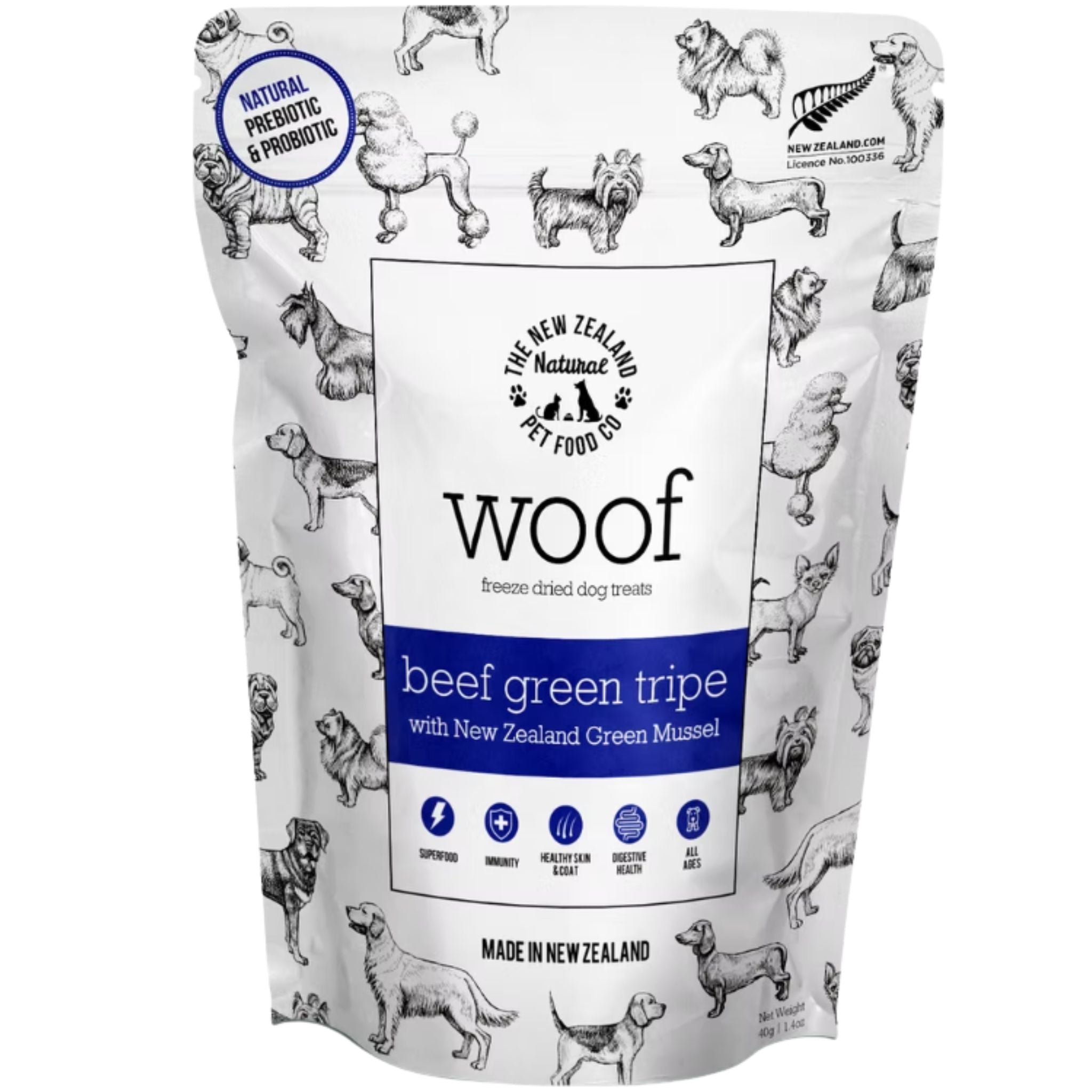 The New Zealand Natural Woof Freeze Dried Dog Treat Beef Green Tripe