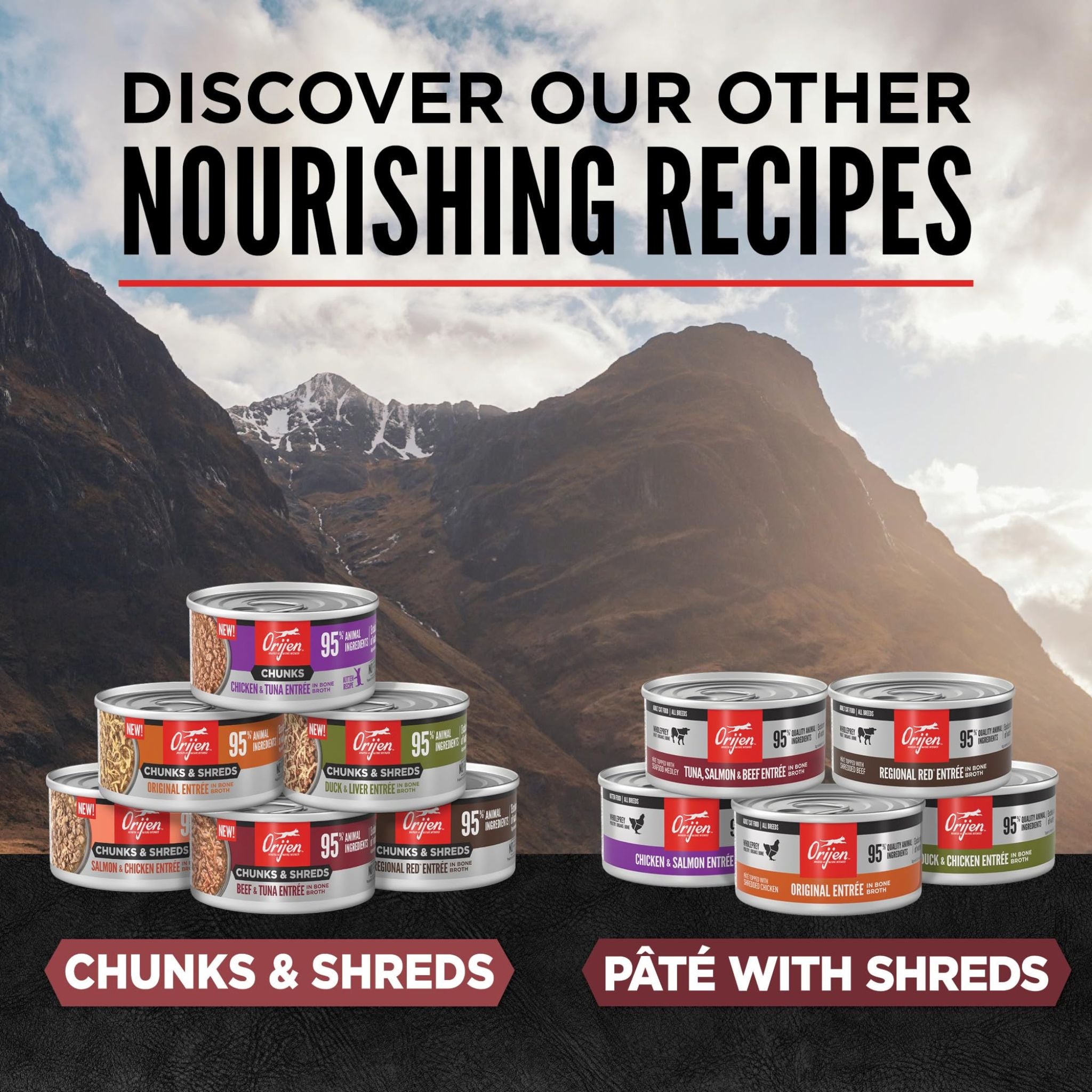 Orijen Wet Cat Food Chunks & Shreds Beef and Tuna Entree