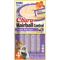 Inaba Churu Hairball Control Tuna Recipe cat treats, front of the 4-tube pack