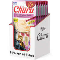 Inaba Churu Puree Senior 10+ Tuna with Salmon, lickable puree tubes, 6 packs of 4 x 14g, cat treat