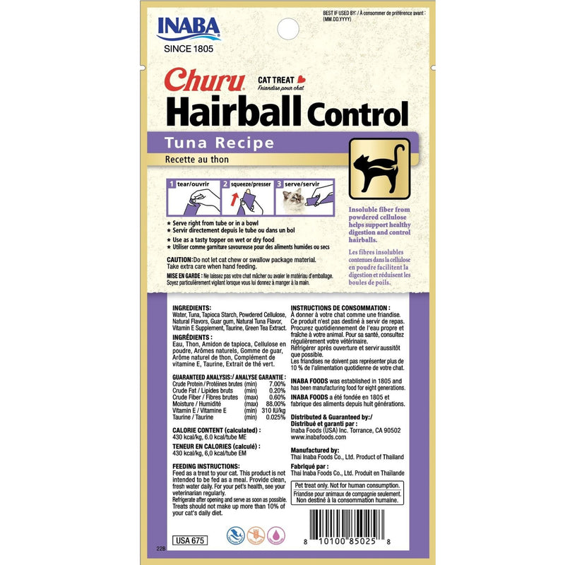Inaba Cat Treat Churu Puree Hairball Control Tuna