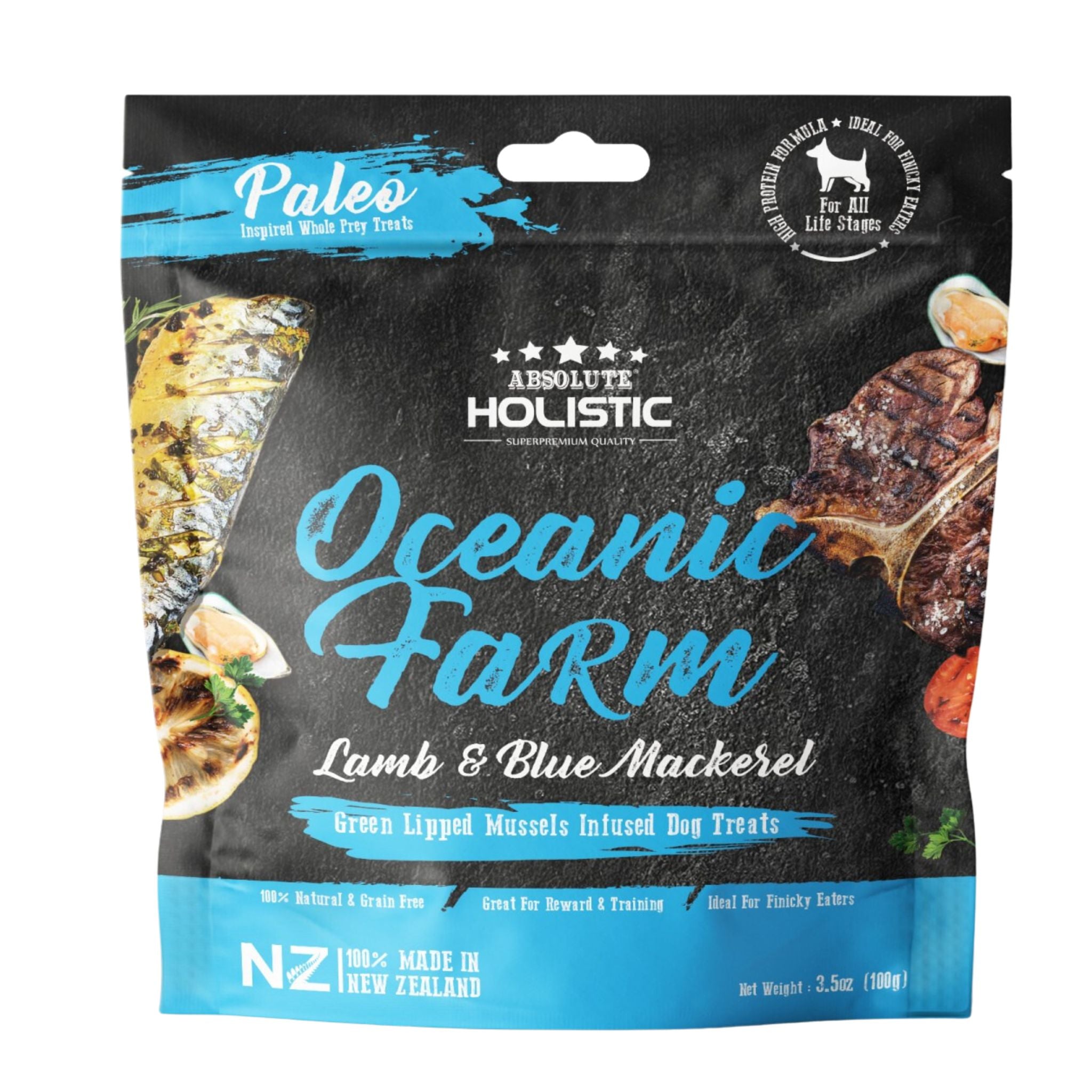 Absolute Holistic Air Dried Dog Treats Blue Mackerel & Lamb