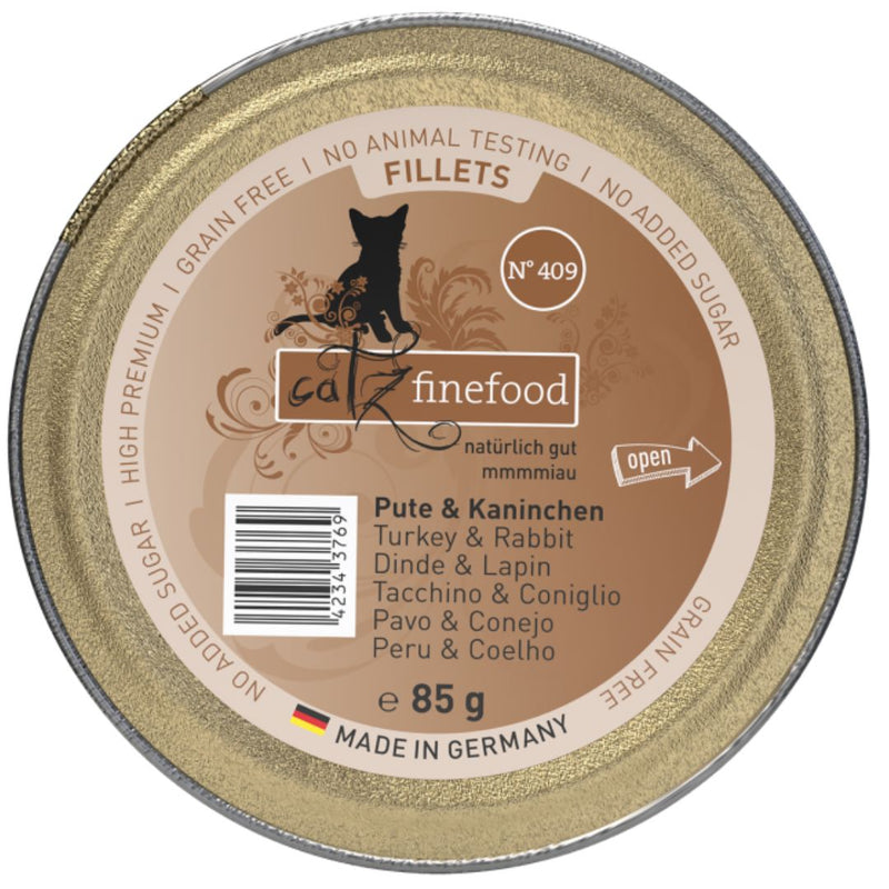 Catz Finefood Fillets No.409 Turkey, Chicken And Rabbit In Jelly - 85g x 12 | PeekAPaw Pet Supplies