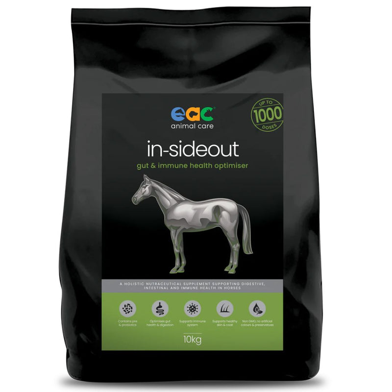 EAC Animal Care in-Sideout Horse - Pre & Probiotic, Nutraceutical & Gut Health Supplement for Horses & Ponies - 10kg | PeekAPaw Pet Supplies