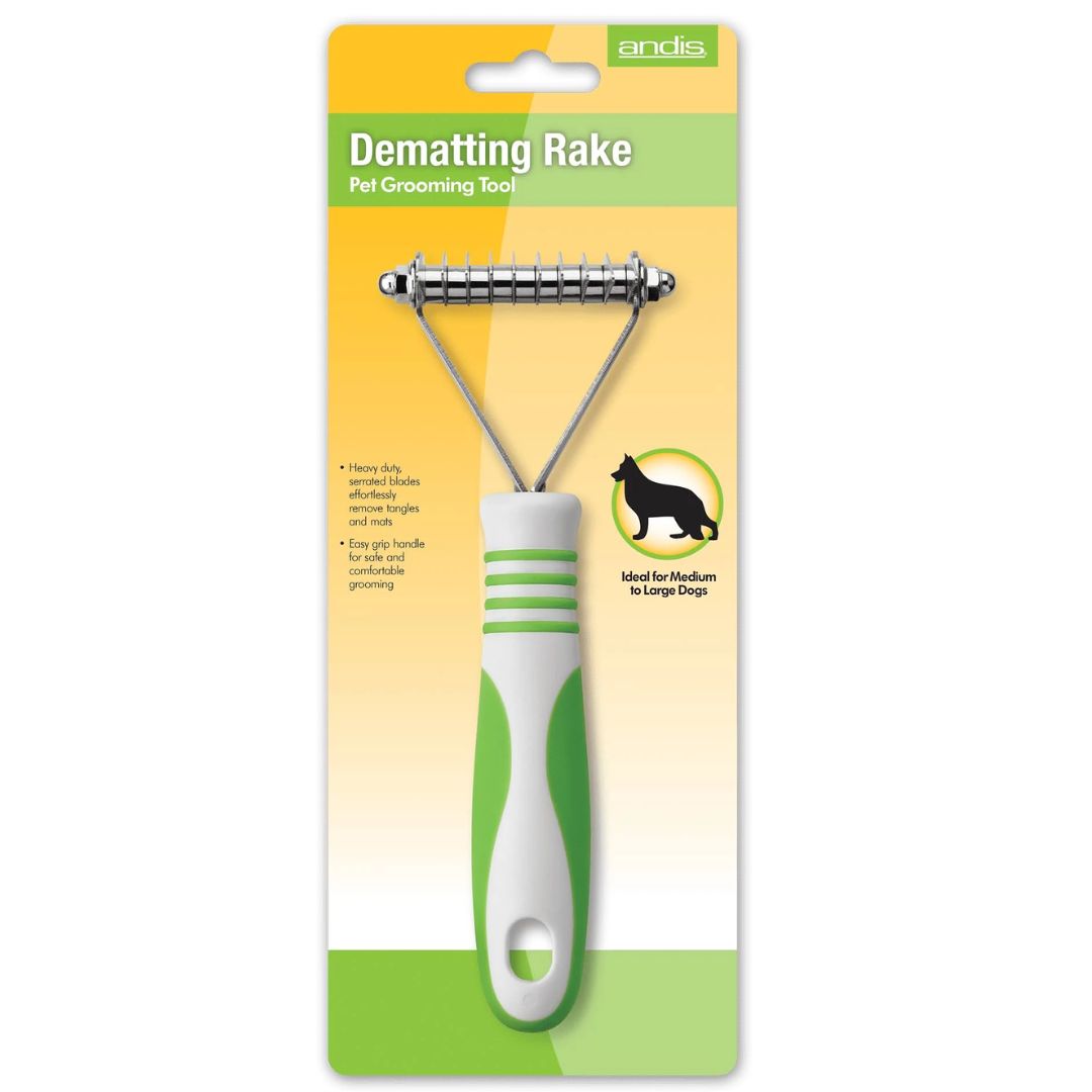Andis Pet Grooming Dematting Rake White Lime Green  | PeekAPaw Pet Supplies