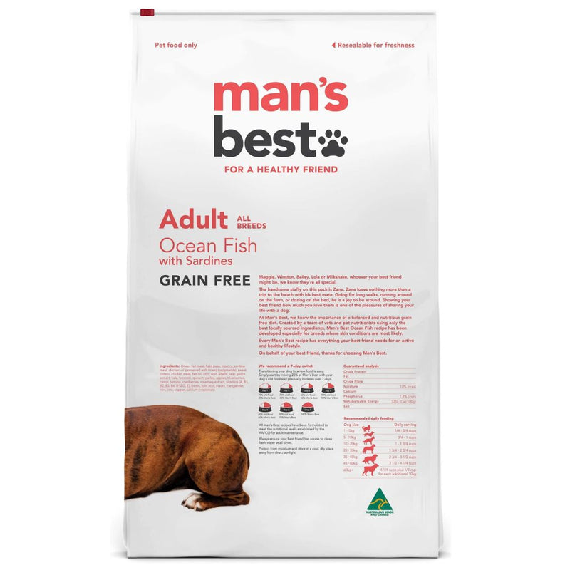 Mans Best Adult Dog Food Ocean Fish - Back | PeekAPaw Pet Supplies