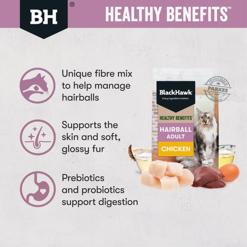 Black Hawk Healthy Benefits Adult Dry Cat Food Hairball | PeekAPaw Pet Supplies