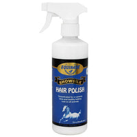 Equinade Showsilk Hair Polish in a 500ml trigger spray bottle with the blue Showsilk label