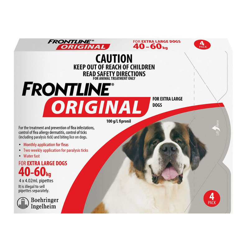 Frontline Original for Dogs - 4 Pack (40-60kg) | PeekAPaw Pet Supplies