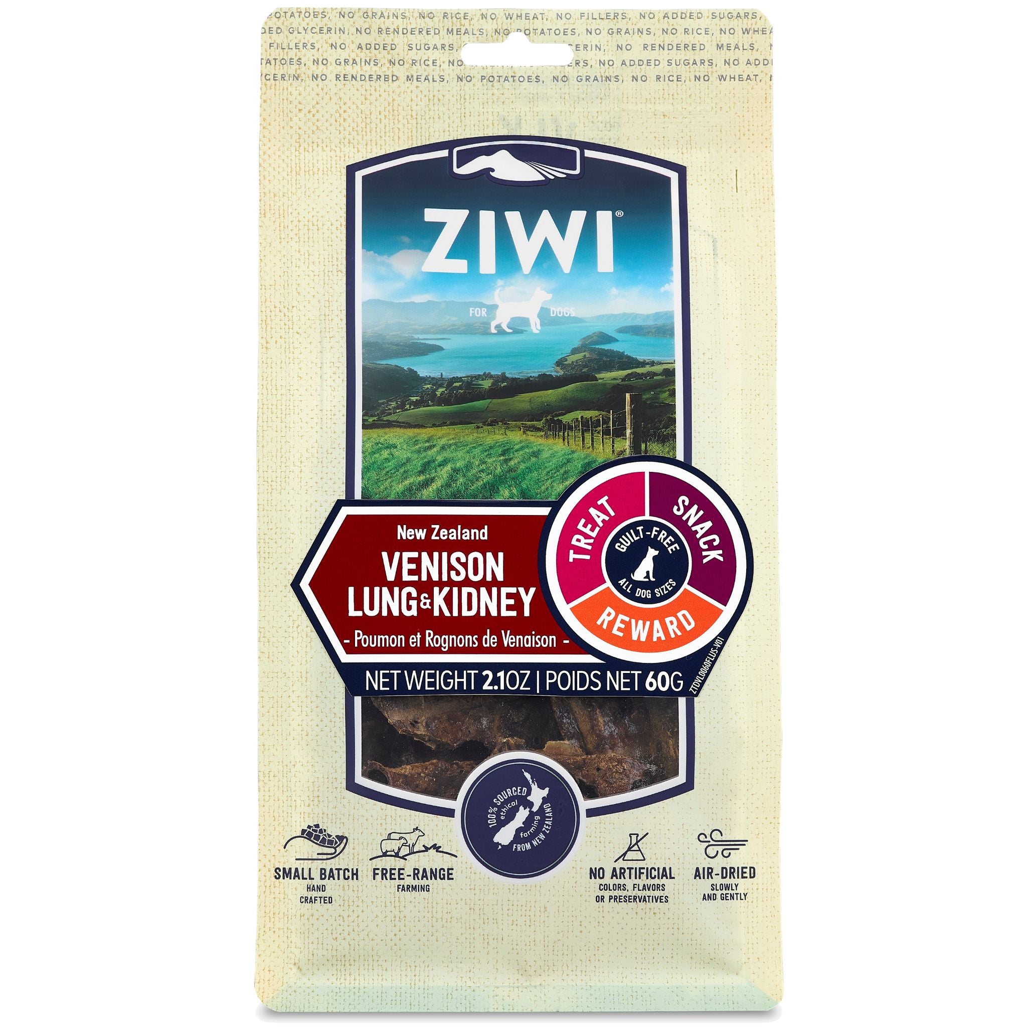 ZIWI Dog Treats Venison Lung & Kidney - 60g | PeekAPaw Pet Supplies