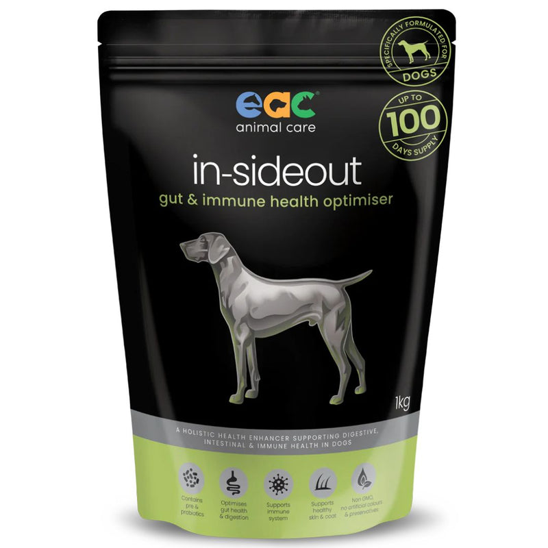 EAC Animal Care in-Sideout Dog formula - Pre & Probiotic Natural Nutraceutical Supplement for Dogs - 1kg | PeekAPaw Pet Supplies