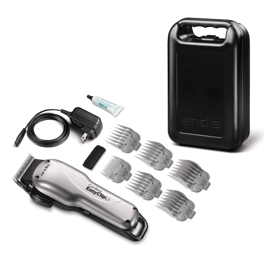 Andis Pet Grooming Clipper EasyClip Li Cord Cordless - Silver  | PeekAPaw Pet Supplies