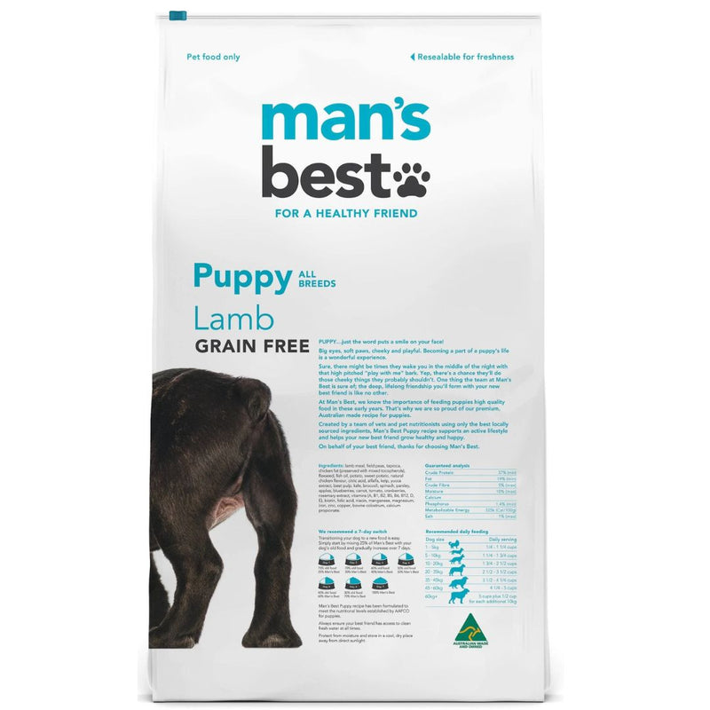Mans Best Puppy Dog Food Lamb - Back | PeekAPaw Pet Supplies