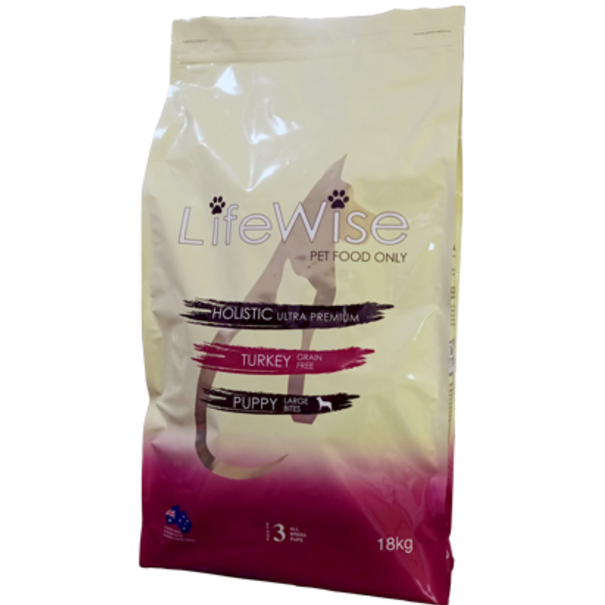 Lifewise Dry Puppy Food Stage 3 Turkey Large Bites 18kg | PeekAPaw Pet Supplies
