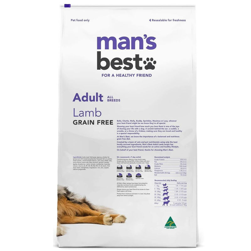 Mans Best Adult Dog Food Lamb -Back | PeekAPaw Pet Supplies