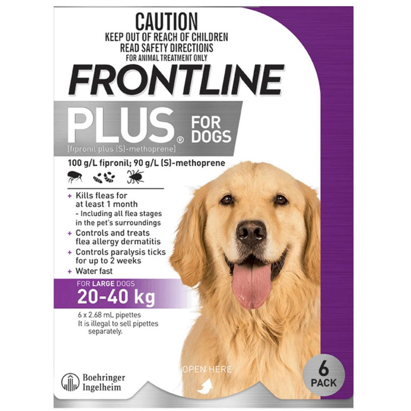 Frontline Plus for Dogs - 6 Pack (20-40kg) | PeekAPaw Pet Supplies