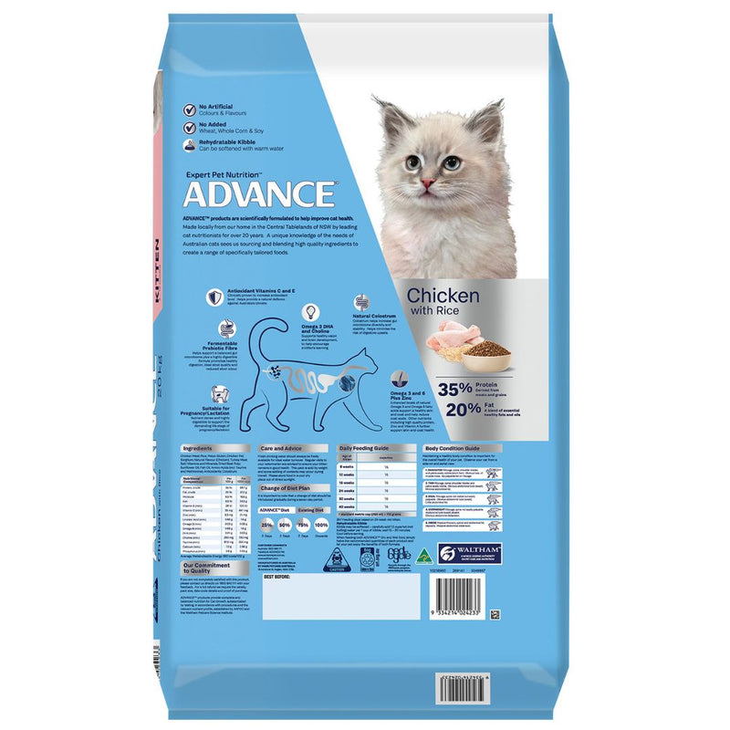 ADVANCE Kitten Dry Cat Food Chicken with Rice - Back | PeekAPaw Pet Supplies